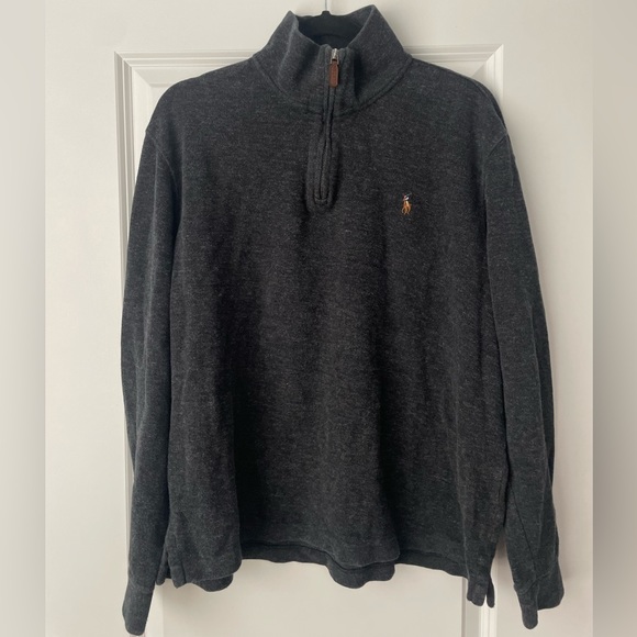 Polo Ralph Lauren Estate Rib Half-Zip Pullover Sz Large in Charcoal Grey - Picture 8 of 10